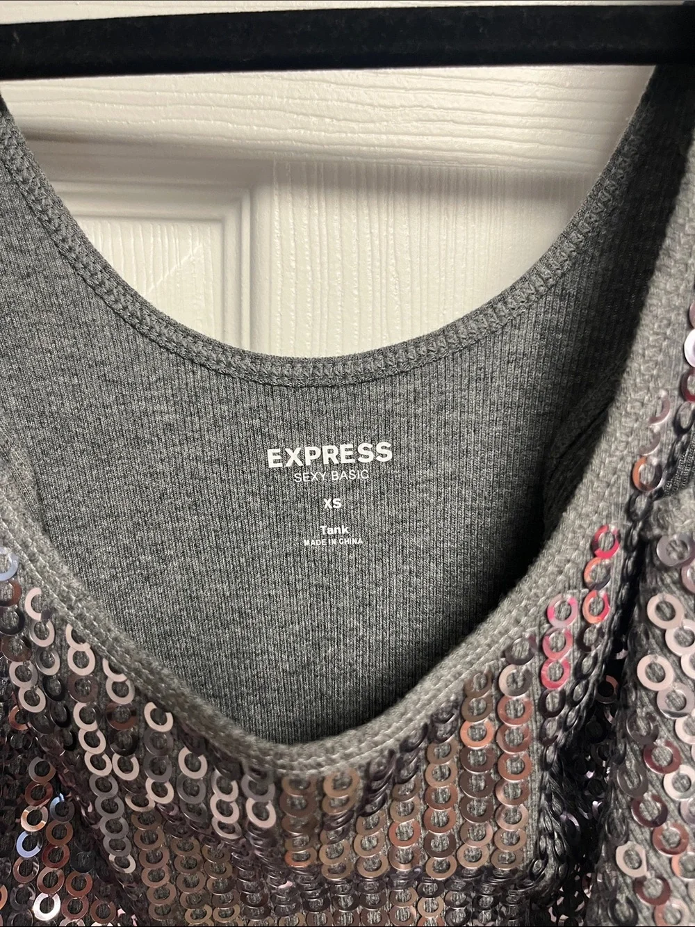 Express Silver Sequin Tank Top